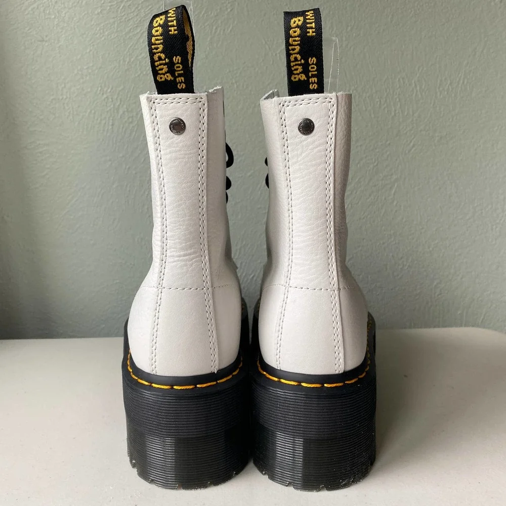NEW Dr. Martens 1460 Pascal Max Platform Lace Up Boot White Black Women Size 9 - Picture 5 of 12